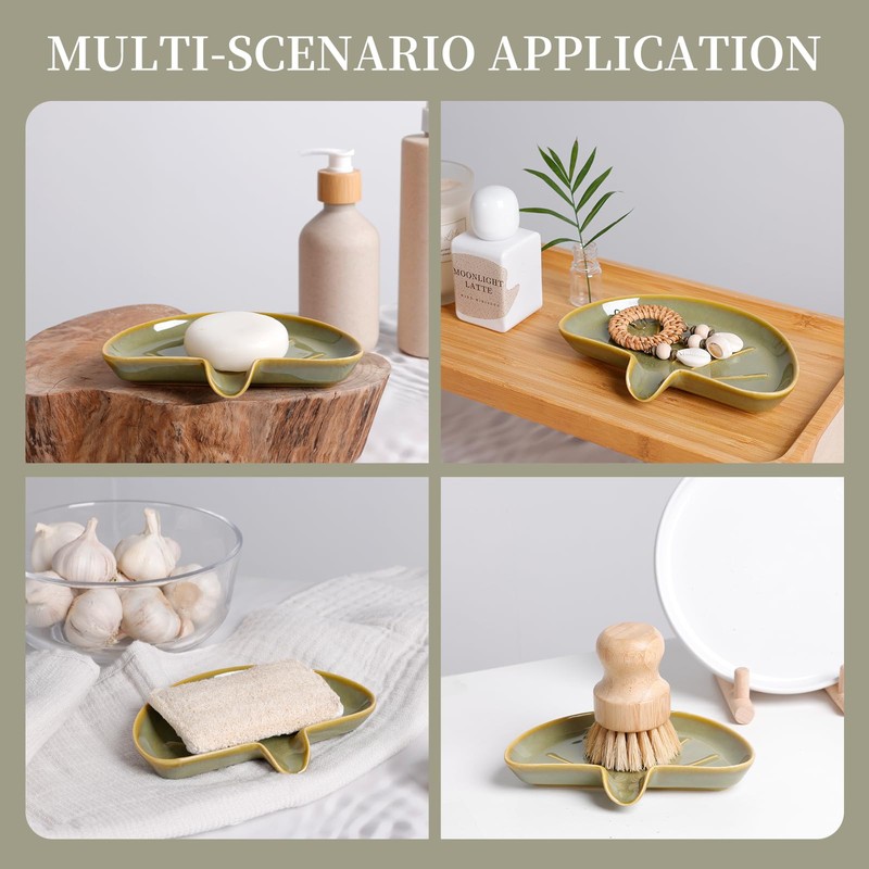 Ceramic Soap Dish with Drainage – Half Moon Soap Holder