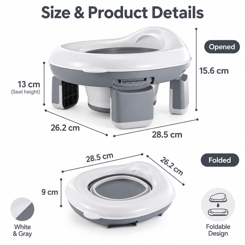 3-in-1 Foldable Kids Potty for Travel – Portable Toilet Seat