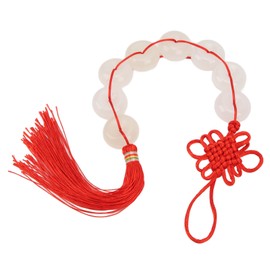 White Jade Pendant Pure Color Eight White Jade Chinese Knot Feng Shui Pendant Car Room Decoration Collection Gift
