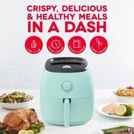 DASH Tasti-Crisp™ Electric Air Fryer Oven, 6 Qt. Family Size, Aqua – Compact Air Fryer with Large Basket for Healthier Food in Minutes, Ideal for Small Spaces - Auto Shut Off, Analog, 1700-Watt