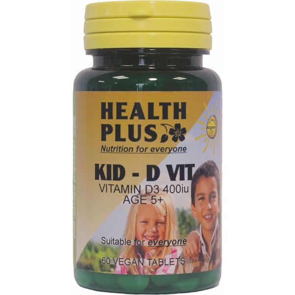 Health Plus Kid-D VIT (400iu (10µg) Vitamin D) : Children's Supplement : 60 Tablets, in a Planet-Friendly 99% Recycled Pot