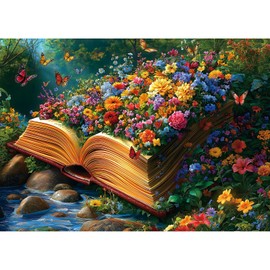 MINIWAN 1000 Piece Puzzles for Adults, Life Books and Flowers Puzzle for Adults, Hard Challenge Art Jigsaw Puzzles, for Gifts Birthday Party Games Family, 27.5 * 19.7 inch Dust Free Puzzle