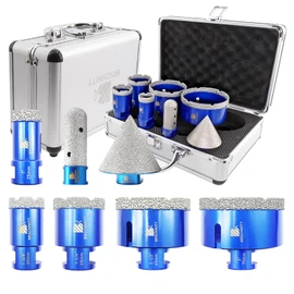 BRSCHNITT Diamond Drill bits kit for Porcelain Porcelain Tile Ceramic Marble Brick Concrete Vacuum Brazed Hole Saw (25/35/45/65/75mm+20mm Finger Bits+50mm Beveling Chamfer Bit)