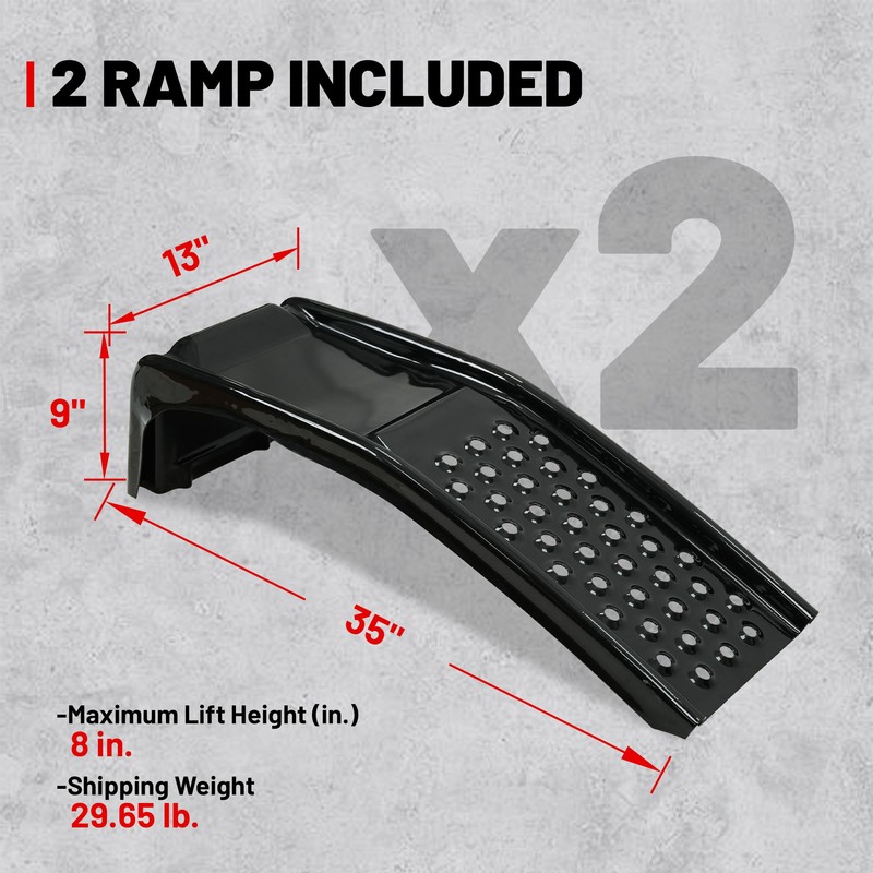 Rockland 4 Ton 8000 LBS Solid Steel Car Ramp Set,