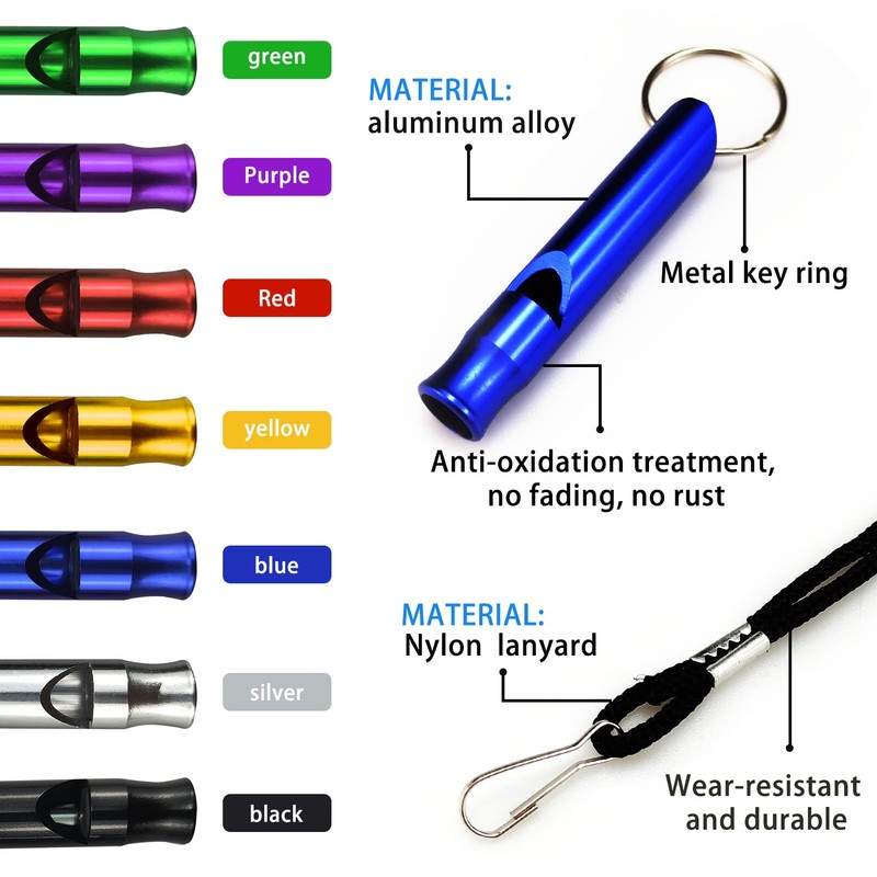 Aluminum Alloy Survival Whistle, Extra Loud Aluminum Whistle with 7