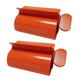 XYKEEY XYKEEY Set of 2 Toothpaste Squeezer Rollers, Metal Toothpaste Tube Wringer Seat Holder Stand (Orange)