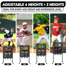 9 Hole Baseball Net, Pitching Net with Strike Zone - Adjustable Height Baseball & Softball Training Equipment, Portable Baseball Pitching Net with Carry Bag, Sandbags, Ground Pegs