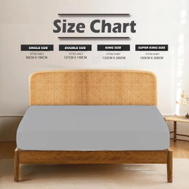 Funky Gadgets Double Fitted Sheet Grey 12 Inch (30cm) Deep Fitted Sheets 90 GSM Soft Brushed Microfiber Fitted Sheets Easy Care Bottom Sheet(137 X 190cm)