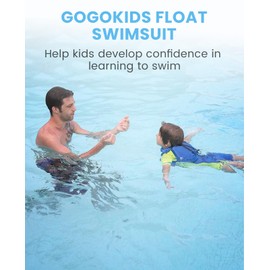 Gogokids Floatation Swimsuit for Boys Girls with Adjustable Buoyancy, Kids One Piece Swimwear Float Suit for Swimming Trainer, Toddler Bathing Suit Rash Guard Back Zipper with Arm Floaties