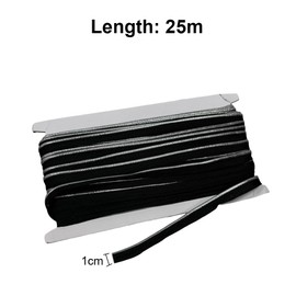 1cmx25m Polyester Piping Trim with Metallic Lip, Piping Bias Tape Lip Cord, Binding Piped Trim for Sewing Clothing Trimming, Black/Silver