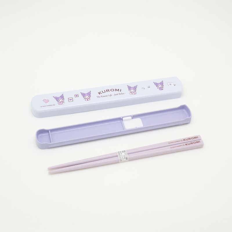 OSK Kuromi HS-16 Pull Lid Chopsticks Case Set