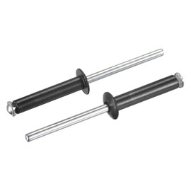 sourcing map Blind Rivets 5 mm x 25 mm Flat Round Head Rivets for Metal Plates Joining Black Pack of 25