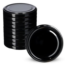 KADAX Screw Cap for Jars fi 89 mm, Replacement Metal Lids, Twist Off Lid with 6 Locking Teeth, Lids for Jars and Mason Jars, Canning Lids (Black, Pack of 10)