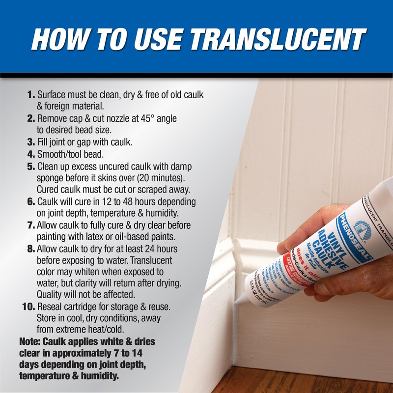 Phenoseal Does It All Vinyl Adhesive Caulk, Translucent, 5.5 oz