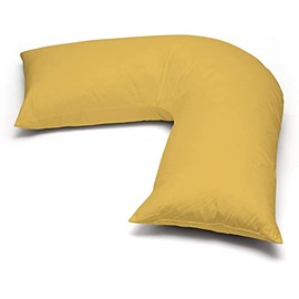 Easy Care V Shaped Pillowcase Plain Dyed Polycotton Machine Washable V Pillow Cover - Pack of 1 (Mustard)