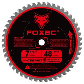 FOXBC 7 1/4 inch Metal Circular Saw Blade 48 Teeth, Metal and Stainless Steel Cutting Saw Blade, Ceramic Carbide with 5/8 Arbor - 2 Pack