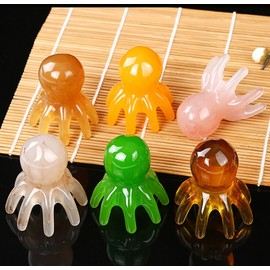 [cm00383] Octopus Massage Octopus Meridian Combing Scalp Massager Head Acupuncture Point Duchi Meridian Combing Gua Sha Massage Scalp Massager Double Pink-DM632 7ea