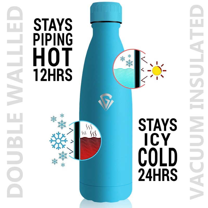Grsta Thermos Flask, 750 ml Stainless Steel Drinking Bottle, BPA-Free,