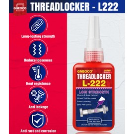 ThreadLocker Purple, Thread Lock Low Strength Lock Tight for Nuts, Bolts, Fasteners and Metals, Anaerobic Curing Metal Glue to Prevent Loosening and Corrosion (L222-50ml)