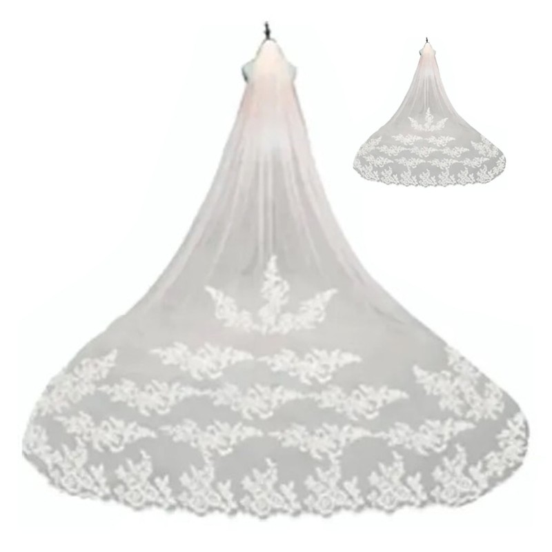 3 Meter Bridal Veil Lace Applique Metal Comb Fixing Ultra