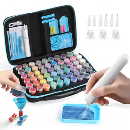 B.urHero Electric Diamond Painting Pen, Cordless Diamond Art Vacuum Pen, No Wax Needed Diamond Painting Tools Bedazzling Kit with Adjustable Suction Mode (60 Slots Diamond Storage)