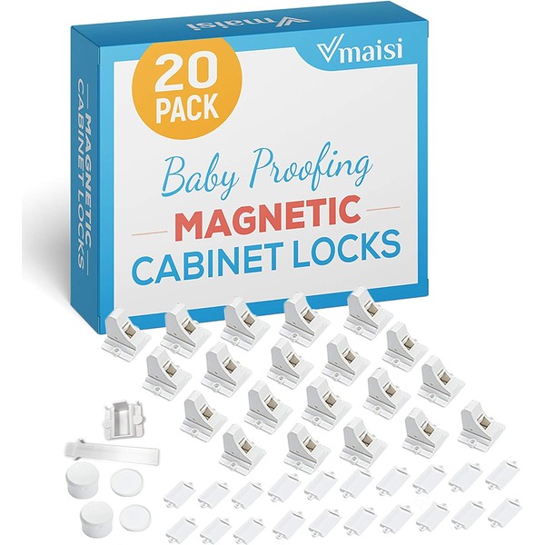 20 Pack Magnetic Cabinet Locks Baby Proofing - Vmaisi Children