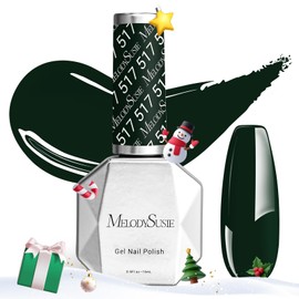 MelodySusie Black Gel Nail Polish, 0.5 Fl Oz Blackish Green Gel Polish Soak Off UV LED Nail Lamp Black Green Gel Polish Christmas Gift for Women Nail Art Starter Manicure Salon DIY At Home-517
