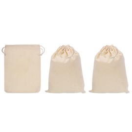 PATIKIL 8"x6" Coin Money Sacks Bag, 3 Pack Bank Deposit Change Transit Bags Cash Bag with Drawstring Currency Bags Gift Bag Style 2, Beige