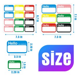 420 Labels 6 Colors (Hello My Name Is) Name Tags Stickers 3.5 x 2.25 inch (180pcs）and 2.28 x 1.5 inch (240pcs）for Office, Meeting, School, Teachers and Mailing