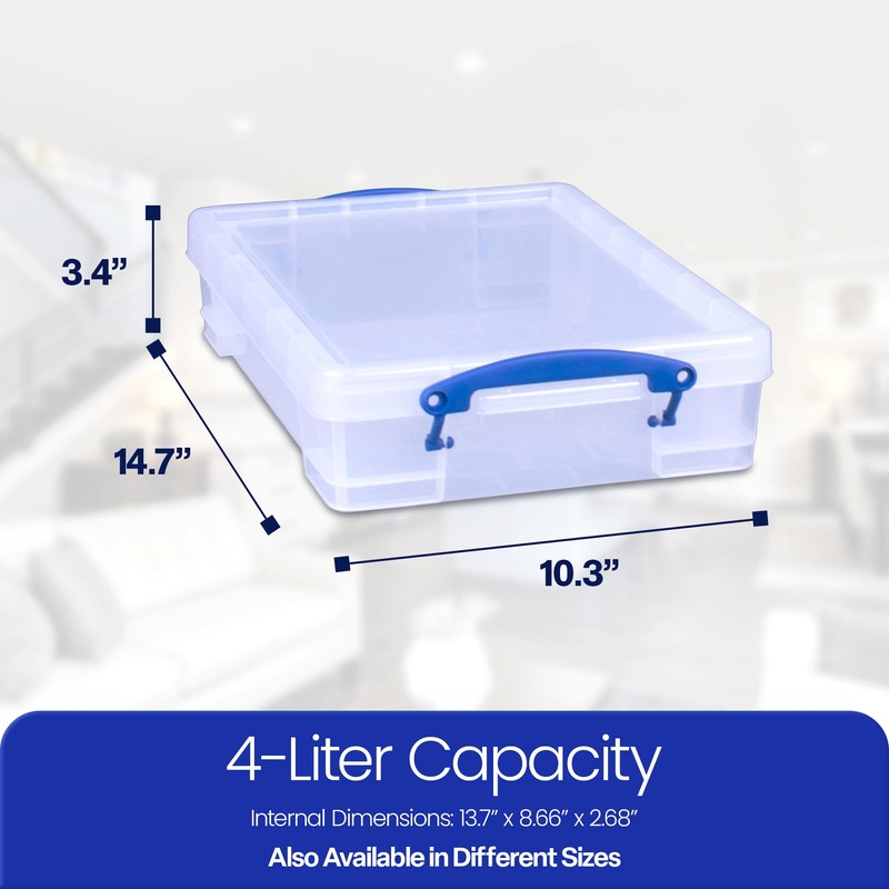 Really Useful Box 4C Plastic Stackable Storage Container with Snap