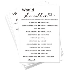 bxtala Bridal Shower Game Cards, Would She Rather Wedding Shower Games, Bride and Groom Party Fun Activities, 30 Game Cards, Engagement Wedding Party Supplies