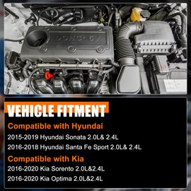 Engine Valve Cover Fit for 2015-2020 Hyundai Sonata/Santa Fe/Santa Fe Sport/Kia Optima Sorento 2.0L 2.4L, Relace 22400-2GGB0 224002GGB0