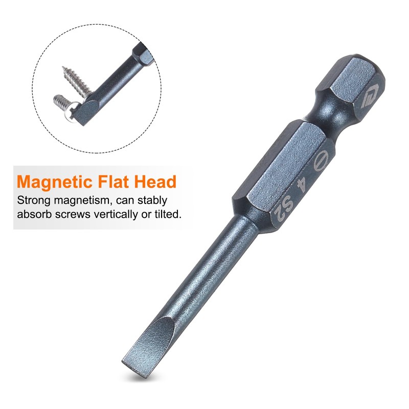 HARFINGTON SL4 Magnetic Slotted Screwdriver Bits 4mm S2 Steel Flat