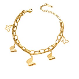 14K Gold Plated Stainless Steel Bracelets for Woman, Delicate Double-Layer Chain, Adjustable Clasp and Tarnish-Resistant Finish, Everyday Stackable Jewelry Set for Dainty/Statement Looks.