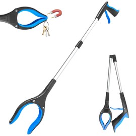 Pinzas de Extensión, Utensilios para Alcanzar Objetos de 83.5CM, Herramienta para Agarrar Plegable para Adulto Mayor, Ayuda para la Movilidad y Recogida de Basura, Herramienta de Recogida Ligera (Azul)
