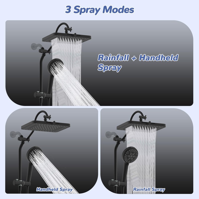 Hibbent Upgraded 13'' Shower Head Combo, High Pressure 5 Spray