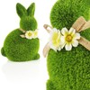 com-four® 2x decorative figure - Easter bunny with bow and