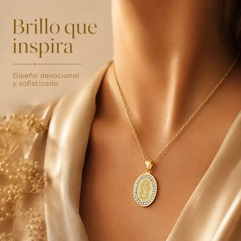 Collar De Oro Plata 925 Mujer Con Virgen De Guadalupe