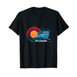 Flag and Mountain Styled Mt Lincoln Colorado T-Shirt