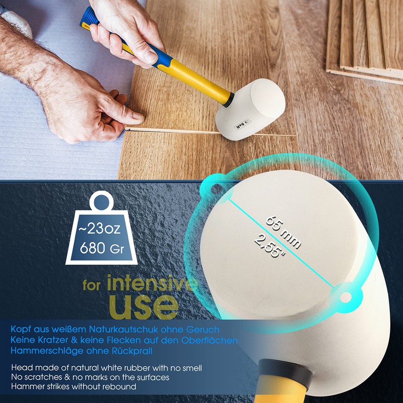 S&R Rubber Mallet White with Double Curved Handle Made from