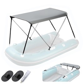 Bimini Top for Inflatable Boat (Width 3.3-4.6 ft) with Mounting Hardware,2 Bow Sun Shade Canopy Accessories with Storage Boots 63" Lx39-55" Wx43.3“H (Inflatable Boat Bimini top Set)