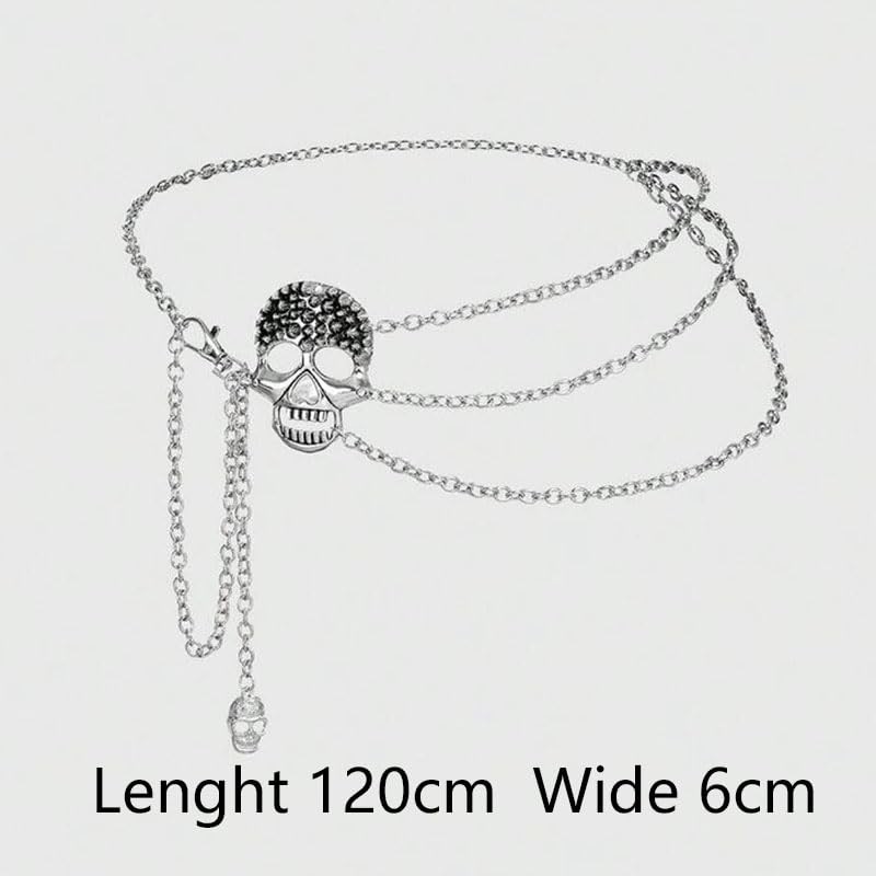 Skull Layered Waist Chain Belt - Punk Gothic Crossover Body