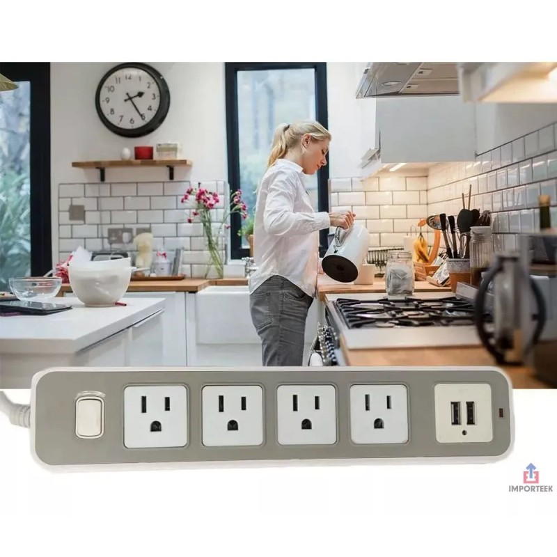 Importeek Multicontacto Supresor Picos Barra Escritorio Cargador Usb