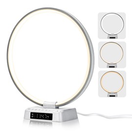 Sunrise Alarm Clock lamp Aureole Table Lamp Wake up Nightstand lamp Bioclock Adjustment Mood Desk lamp with Timer and Natural Ambient White Noise for Bedroom Livingroom Office Reading Working