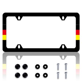 German Flag License Plate Frame Germany License Plate Frames Personalise Stainless Steel Funny Design Compatible with Standard License Plate Holder for USA and Canada 6 X 12 with Screws