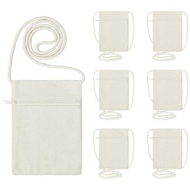 OUTALIZ Fabric Bag for Painting, Small Fabric Bag with Zip, Cotton Bag for Painting, DIY Beige Neck Pouch, beige, Contemporary