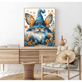 Butterfly gnome Paint by Number DIY Flowers Painting on Canvas with Brushes Acrylic Paints Butterfly Decor Paint by Numbers for Adults and Kids Beginner for Gift Home Decor 16x20 Inch（Without Frame）