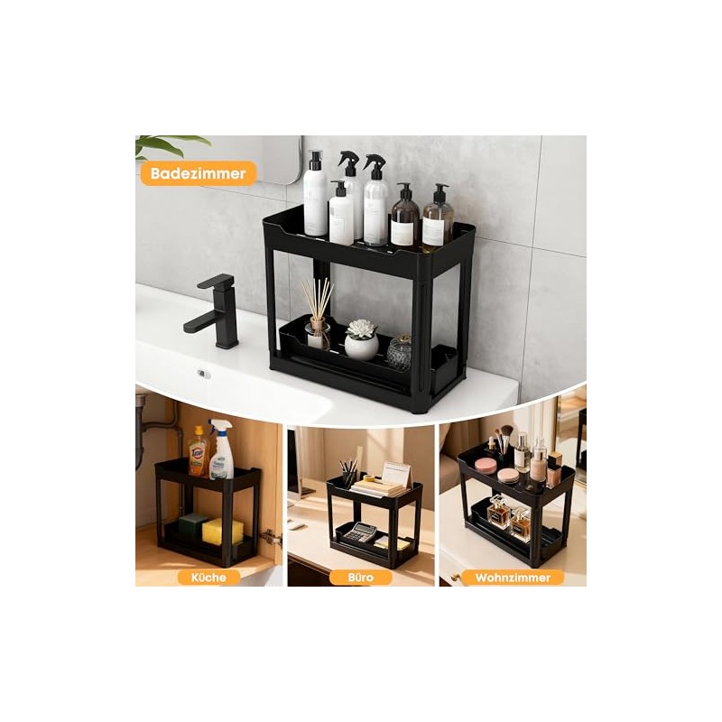 Ribelli Set of 2 Kitchen Organisers, Organiser with Pull-Out Drawer,