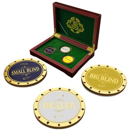 Bullets Playing Cards Dealer Button Set - Includes Big Blind and Small Blind Buttons - Perfect for Poker Games and Texas Hold’em - Easy to Read, Versatile for Home or Tournament Play