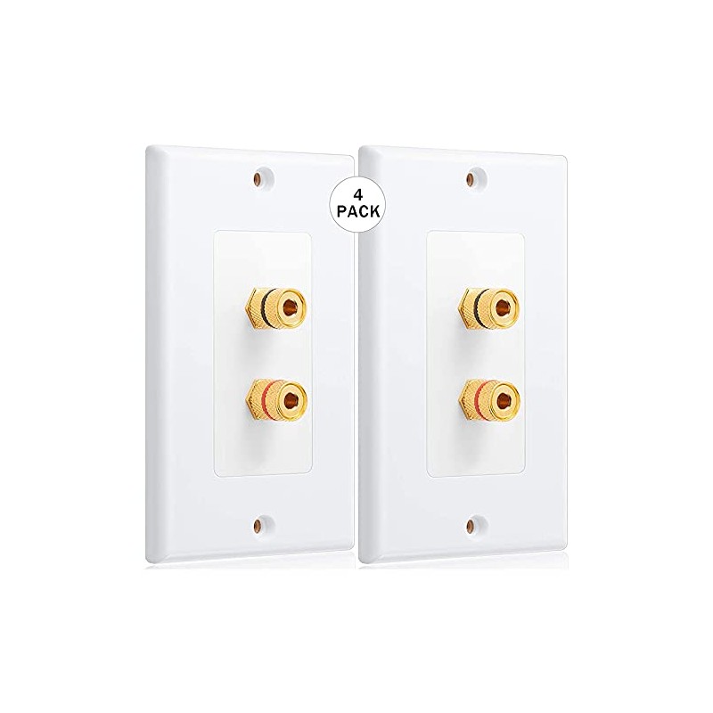 Aswalling 4 Pack Single Gang 1.0 Speaker Wire Wall Plate